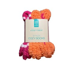 Socks Fur Cozy One Size 3 pack pink & orange